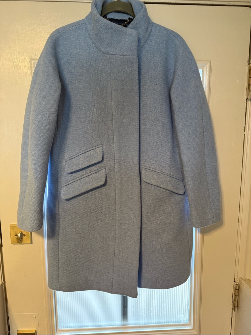 J. Crew Wool Cocoon Coat Stadium Cloth Heather Blue 2P - Picture 4 of 13